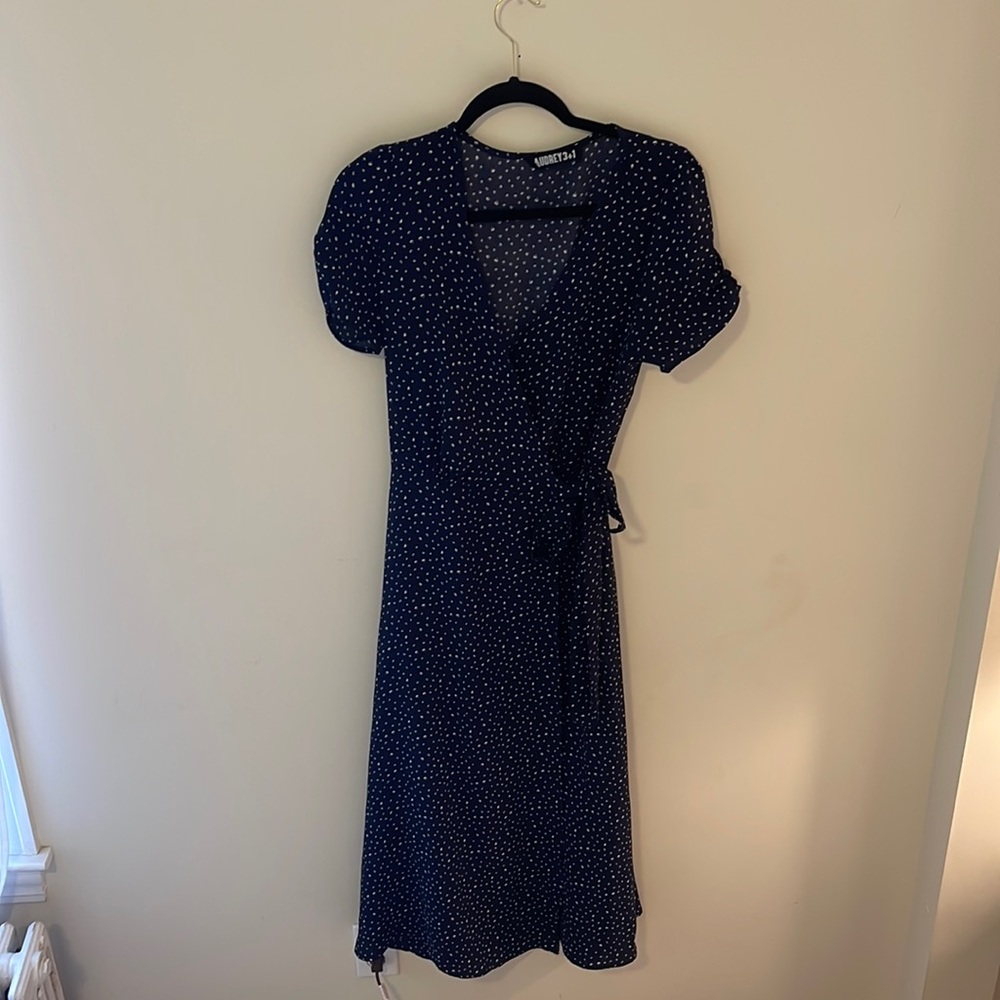 Navy Midi Wrap Dress